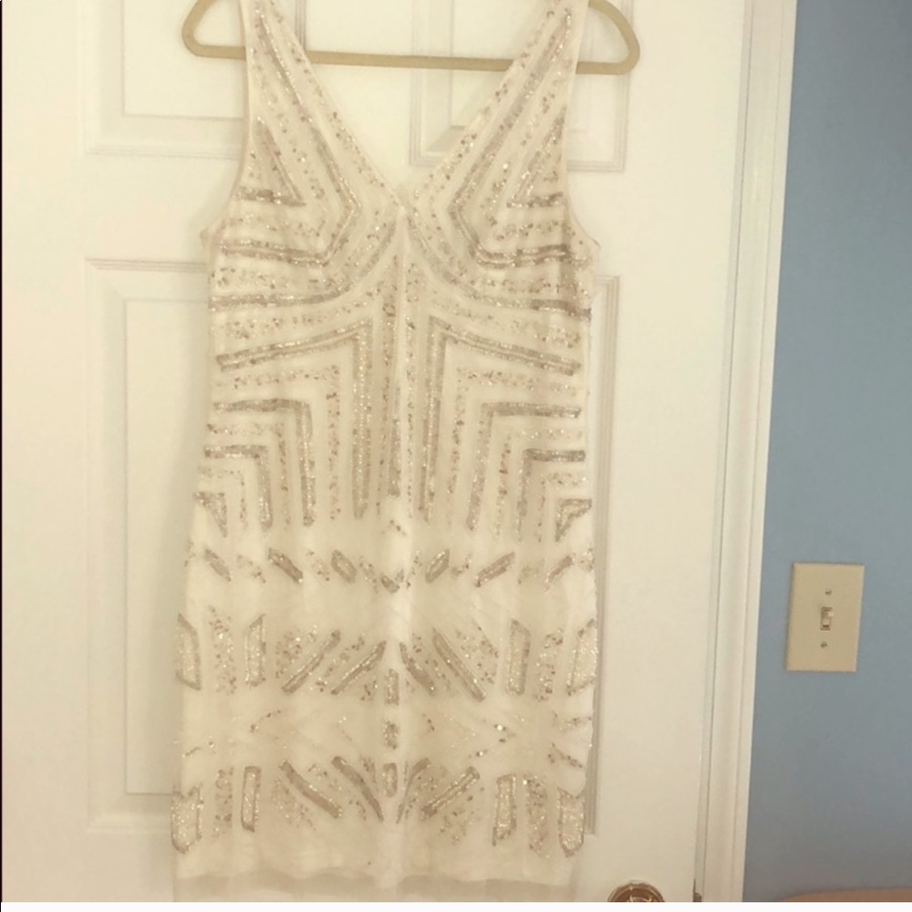 Adrianna Papell White Sequin Dress